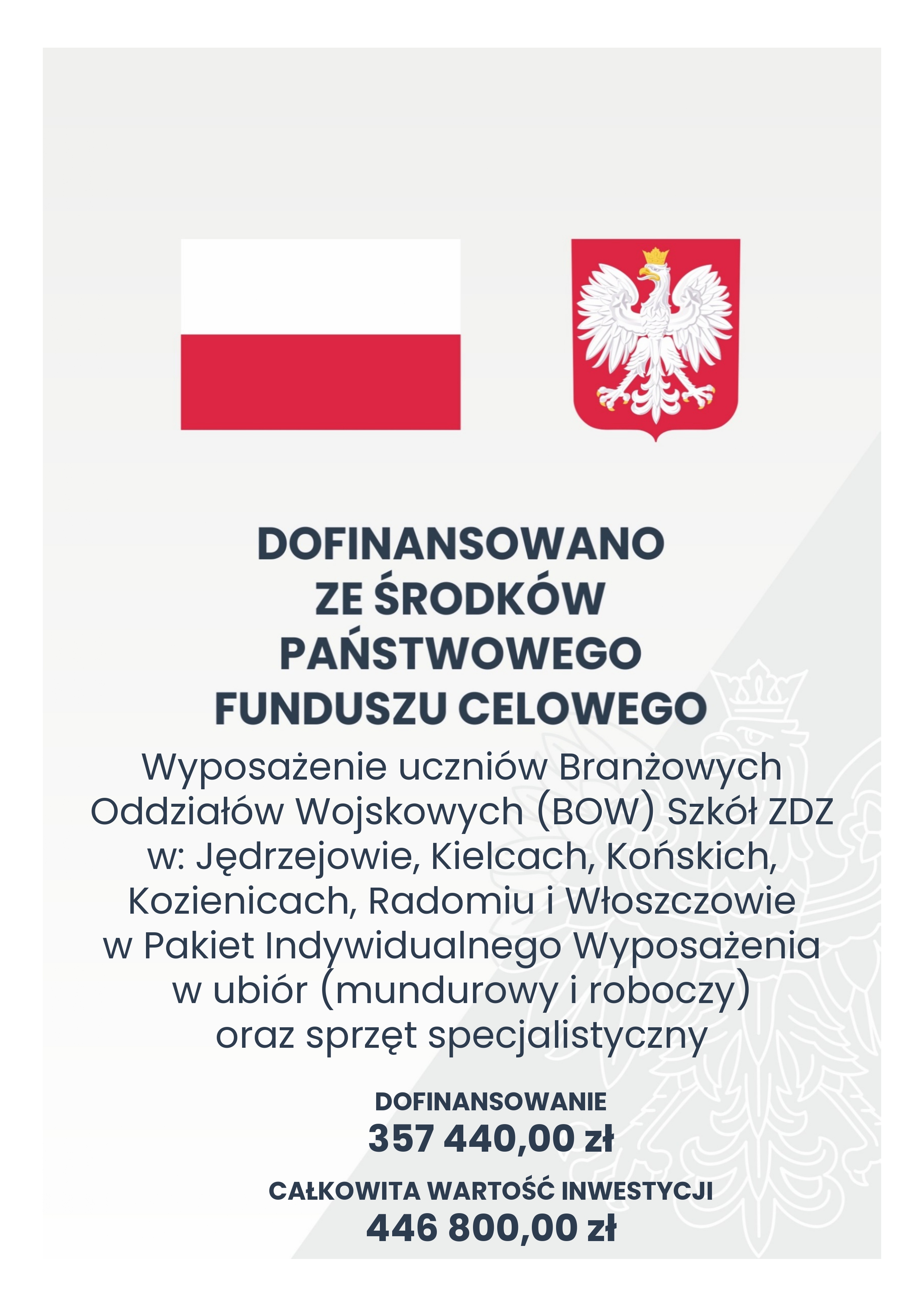 Dofinanasowanie ze środków Państwowego Fundurszu Celowego BOW page 0001